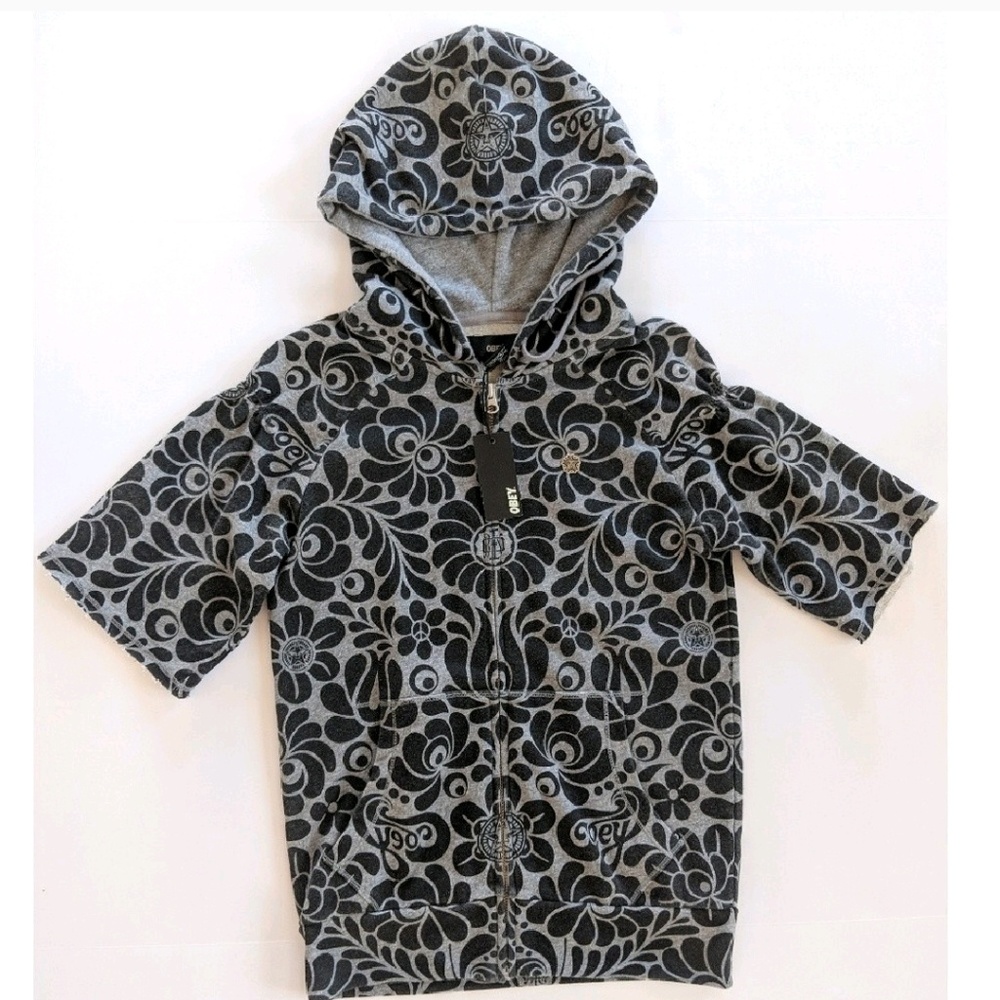 NWT Obey "Flower Child" Short Sleeve Hoodie, S